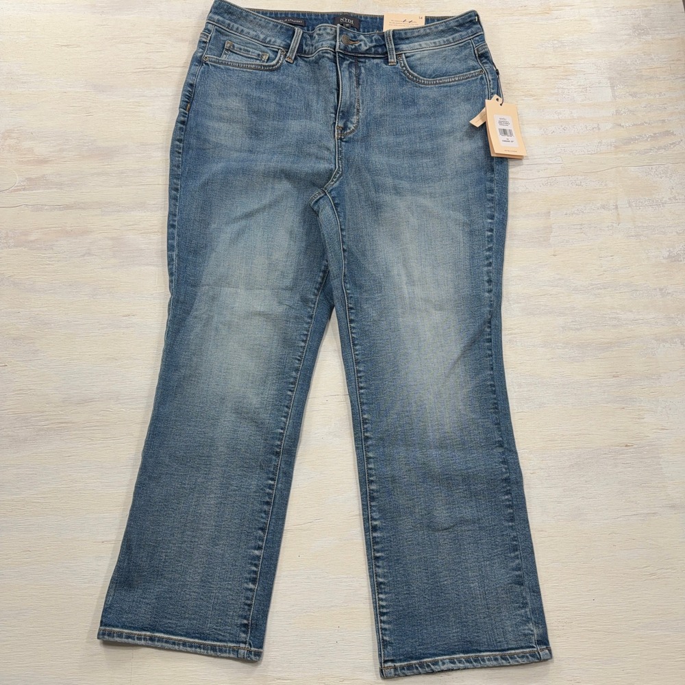 NYDJ Jeans Marilyn Straight Ankle 14 Lift Tuck Technology Blue Denim Womens